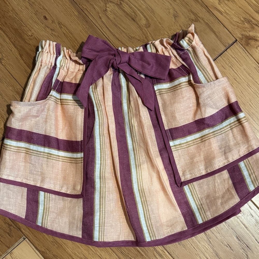 Brand New: With Tags - Zimmermann Kids Striped Purple and Peach Skirt (1 year)